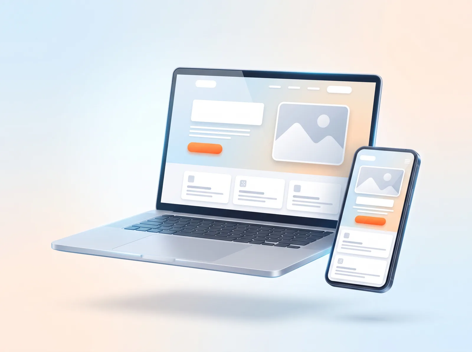 A conversion-focused website shown on laptop and mobile, with a clear hero and one obvious call to action