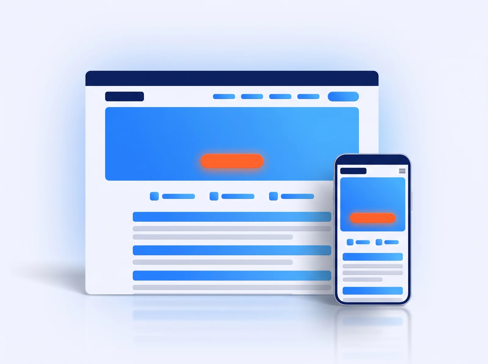 A conversion-focused page layout mapped out on desktop and mobile with hero, proof, and one clear call to action